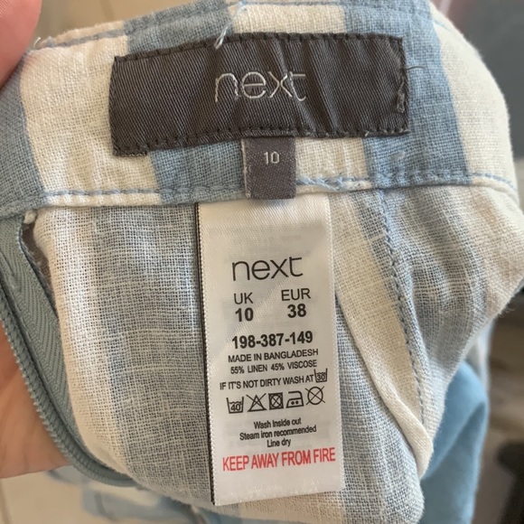 NEXT linen stripe romper play suit tie back UK 10 - Picture 4 of 4